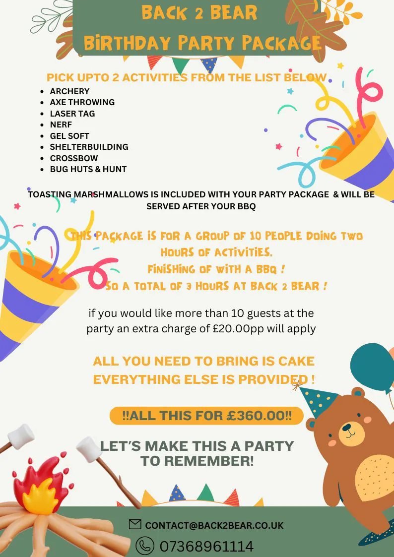 Back 2 Bear birthday party package