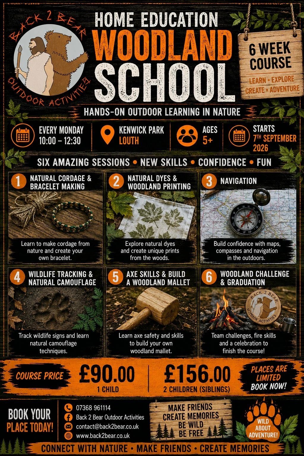 Home Education Woodland School six-week course poster