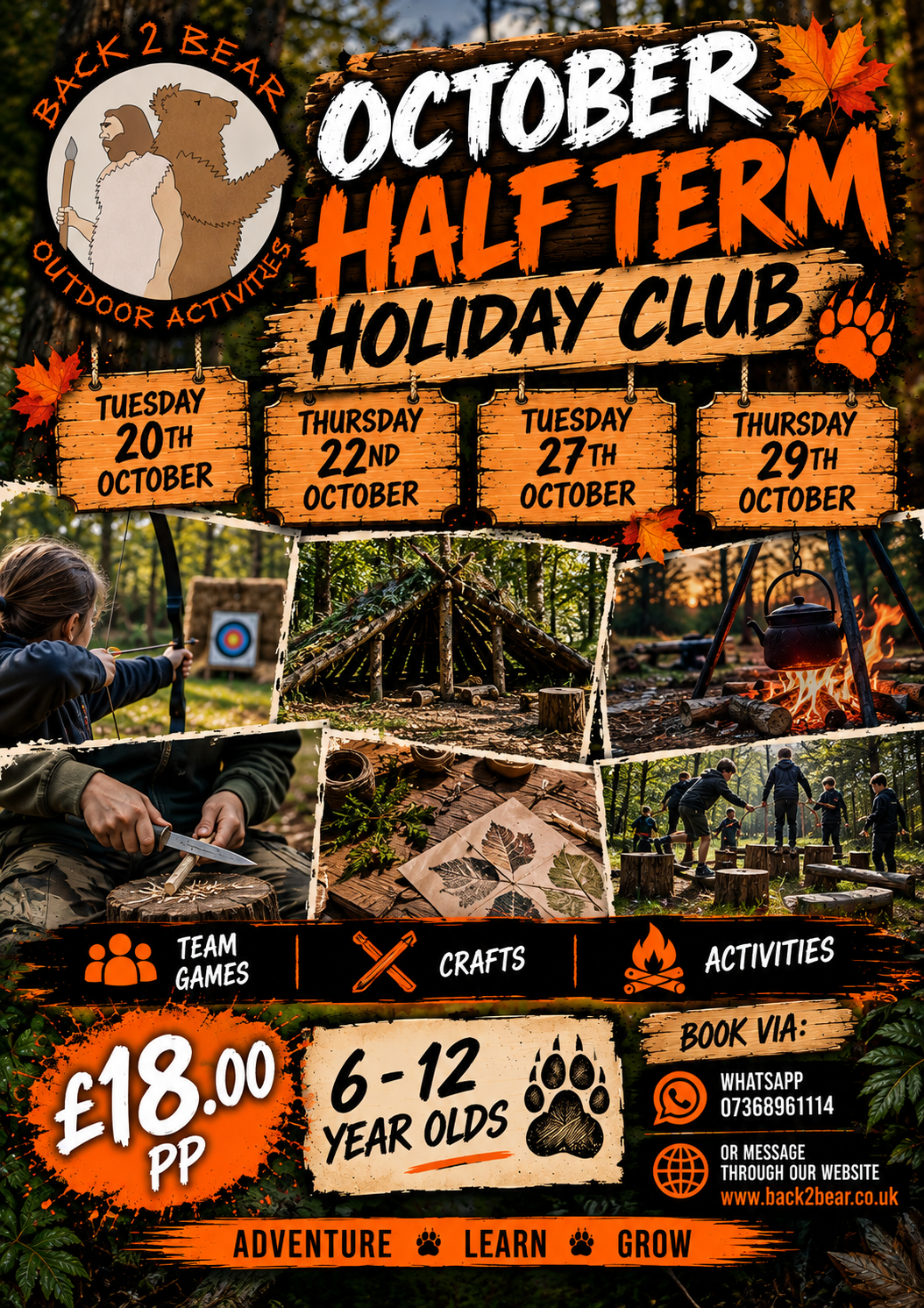 October Half Term Holiday Club poster