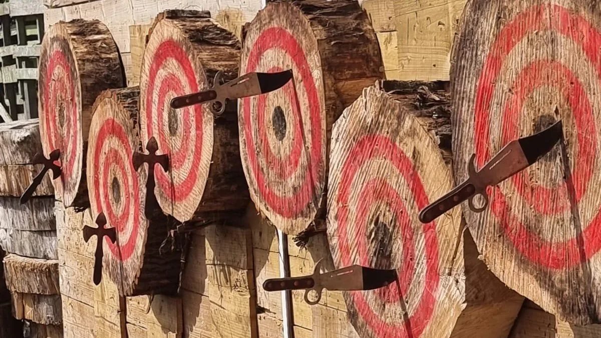 Axe and knife throwing targets at Back 2 Bear